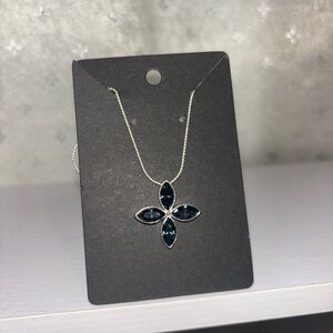 Vintage Silver and Blue Pendant Necklace